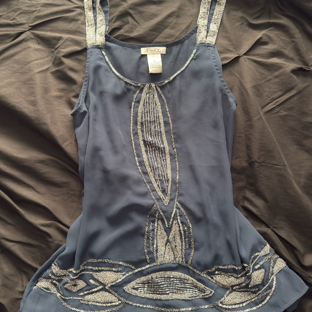 Indie Sleaze beaded see through top